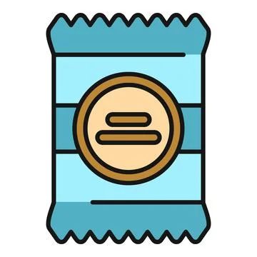 Blue snack packaging with label icon illustration Stock Illustration