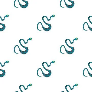Blue snake with spots pattern flat Stockillustratie