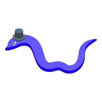Blue snake wearing a formal hat, a whimsical illustration Stock-Illustration