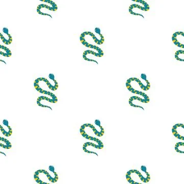 Blue snake with yellow spots pattern flat Stock Illustration