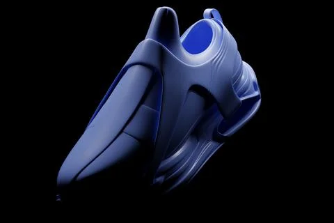 Blue   sneaker premium 3d Render  on a  black   background Illustrazione stock