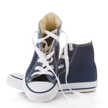 Blue sneakers Stock Photos