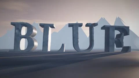 Blue Snow-Capped 3D Ice Text on a Frozen Glacier Stock Illustration