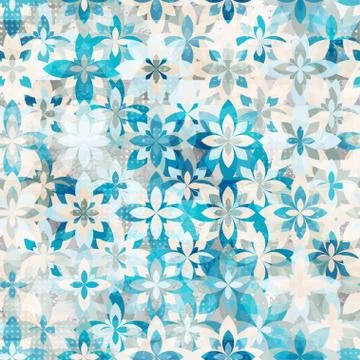 Blue snow flowers seamless pattern Illustrazione stock