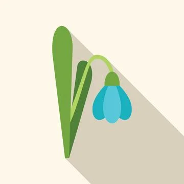 Blue snowdrop flower blooming with long shadow Stock Illustration