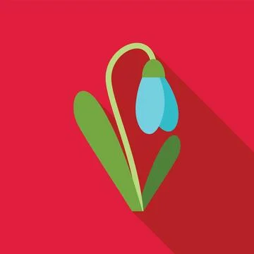 Blue snowdrop flower blooming on red background Stock Illustration