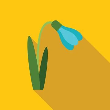 Blue snowdrop flower blooming in springtime on yellow background Stock Illustration