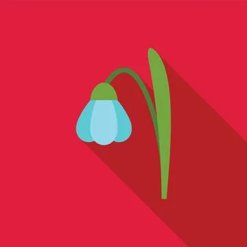 Blue snowdrop flower growing with stem and leaf Stock Illustration
