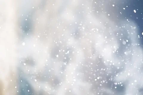 Blue snowfall bokeh background, abstract snowflake background on blurred ab.. Foto stock