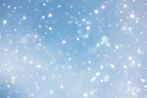 Blue snowfall bokeh background, abstract snowflake background on blurred ab.. Foto stock