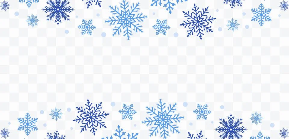 Blue Snowflake Border Frame on Light Background Illustrazione stock