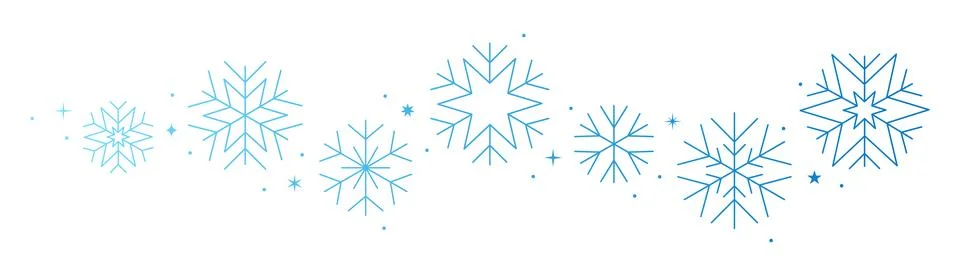Blue snowflake border, winter wave pattern, holidays banner Stock Illustration