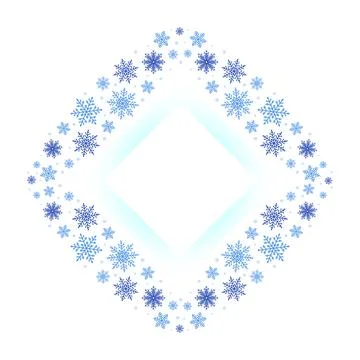 Blue Snowflake Diamond Frame on White Background Stockillustratie