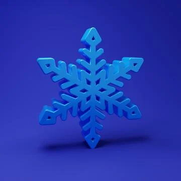 Blue Snowflake icon isolated on blue background. Minimalism concept. 3D ren.. Stock Illustration