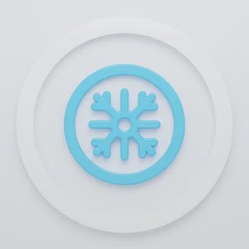 Blue Snowflake icon isolated on white background. Minimalism concept. 3D re.. Stock Illustration