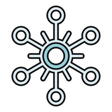 Blue snowflake network icon representing winter connection Stock Illustration