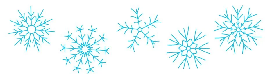 Blue snowflake pattern with hand drawn doodles and crayon texture set. Winter Stock Illustration