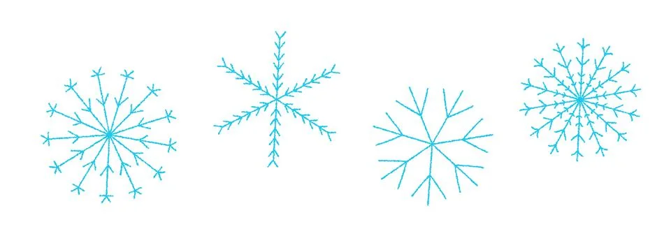 Blue snowflake pattern with hand drawn doodles and crayon texture set. Winter Stock Illustration