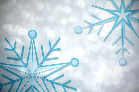 Blue snowflake pattern on twinkling lights Stock Illustration