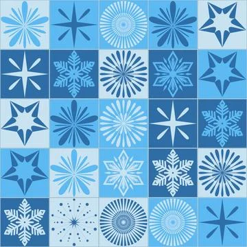 Blue snowflake seamless pattern for Christmas holiday decoration Stock Illustration