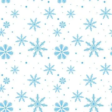 Blue snowflake seamless pattern on transparent background Illustrazione stock