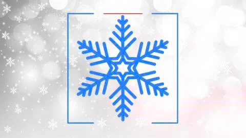 Blue snowflake on silver bokeh background Stock Illustration