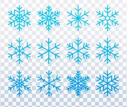 Blue Snowflake Vector Set For Christmas And Frozen Winter Holidays Stock-Illustration