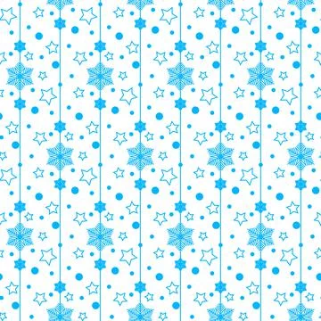 Blue snowflake on white background, seamless pattern winter illustration for  Stock Illustration