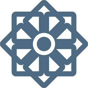 Blue snowflake on white background. Simple mandala rosette vector illustration. Stock Illustration