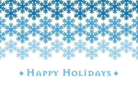 Blue snowflake on white background, text happy holidays. Christmas card vecto Stock Illustration
