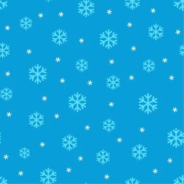 Blue snowflakes on blue seamless vector pattern Stock Illustration