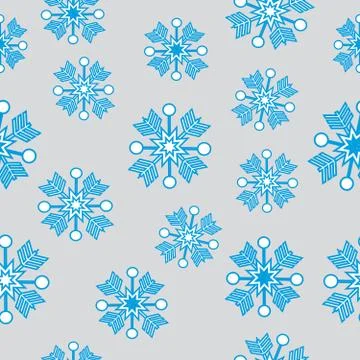 Blue snowflakes on grey background Stock Illustration