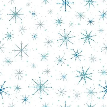 Blue snowflakes seamless pattern Stock Illustration