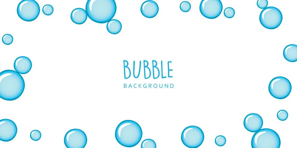 Blue soap bubble border isolated on white background Illustrazione stock