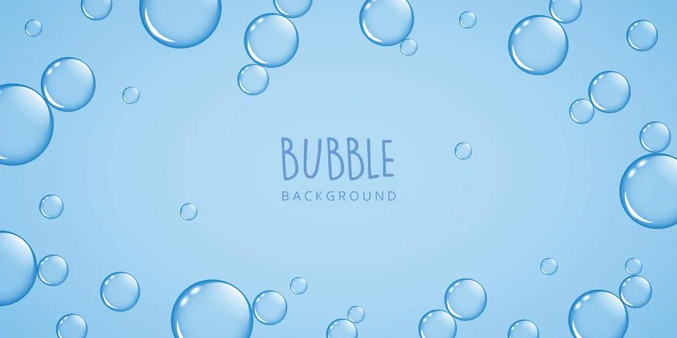 Blue soap bubble border isolated on white background Illustrazione stock