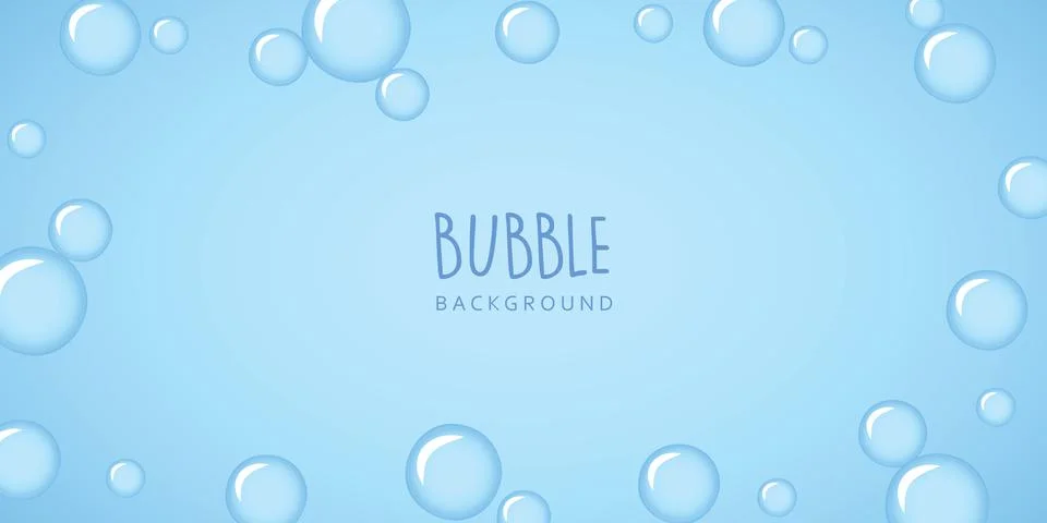 Blue soap bubble border isolated on white background Stock Illustration