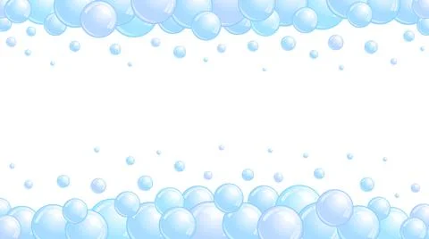 Blue soap bubbles frame. Foam border, suds decorative divider. Soap bubbles Stock Illustration