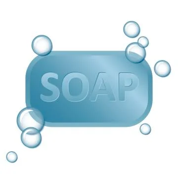 Blue soap with bubbles icon symbol wash hands Illustrazione stock