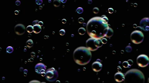 Blue soap bubbles with reflection Vidéo 201659156