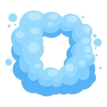 Blue soap suds frame creating letter o shape with bubbles Stock Illustration