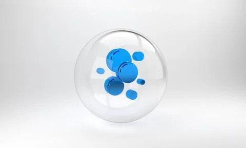 Blue Soap water bubbles icon isolated on grey background. Glass circle button Stockillustratie