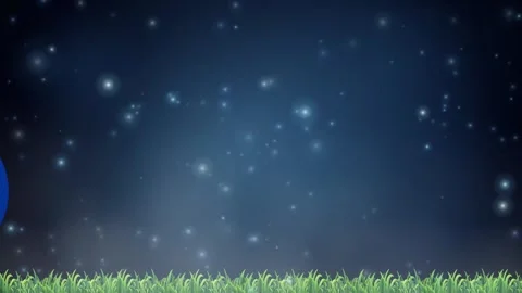 Blue Soccer Ball Bouncing Over Grass Under Starry Night Sky Stock Footage 340381905