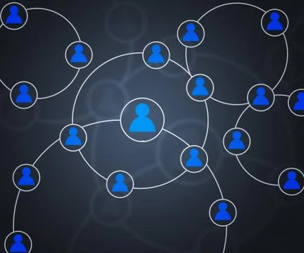 Blue social circles network backdrop image Ilustração Stock