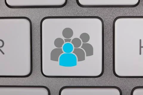 Blue Social Networking on Keyboard Stock Illustration
