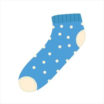 Blue sock with circles on white background Stock Illustration