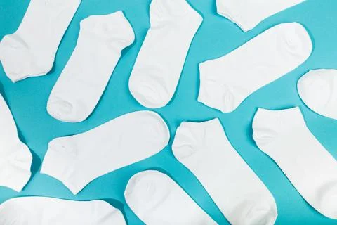 Blue  socks background on pink Stock Photos