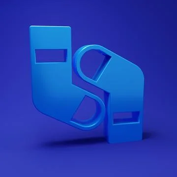 Blue Socks icon isolated on blue background. Minimalism concept. 3D render .. Illustrazione stock