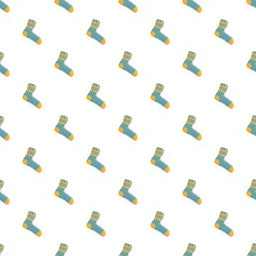 Blue socks seamless pattern with yellow zigzag texture Stock Illustration