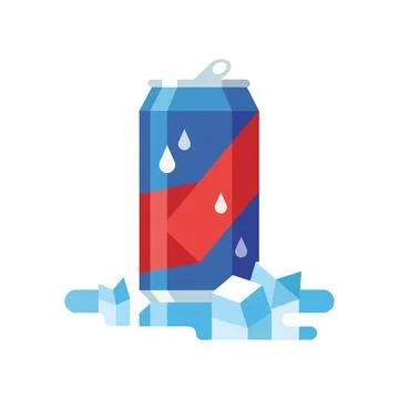 Blue soda can on ice cubes vector illustration Stock Illustration