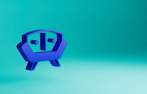 Blue Sofa icon isolated on blue background. Minimalism concept. 3D render Ilustração Stock